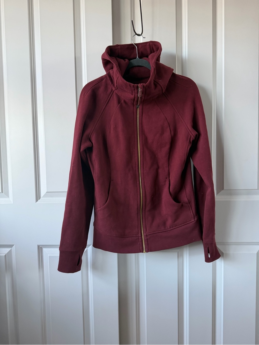 lululemon Scuba Full Zip Hoodie Burgundy Gold Size 10